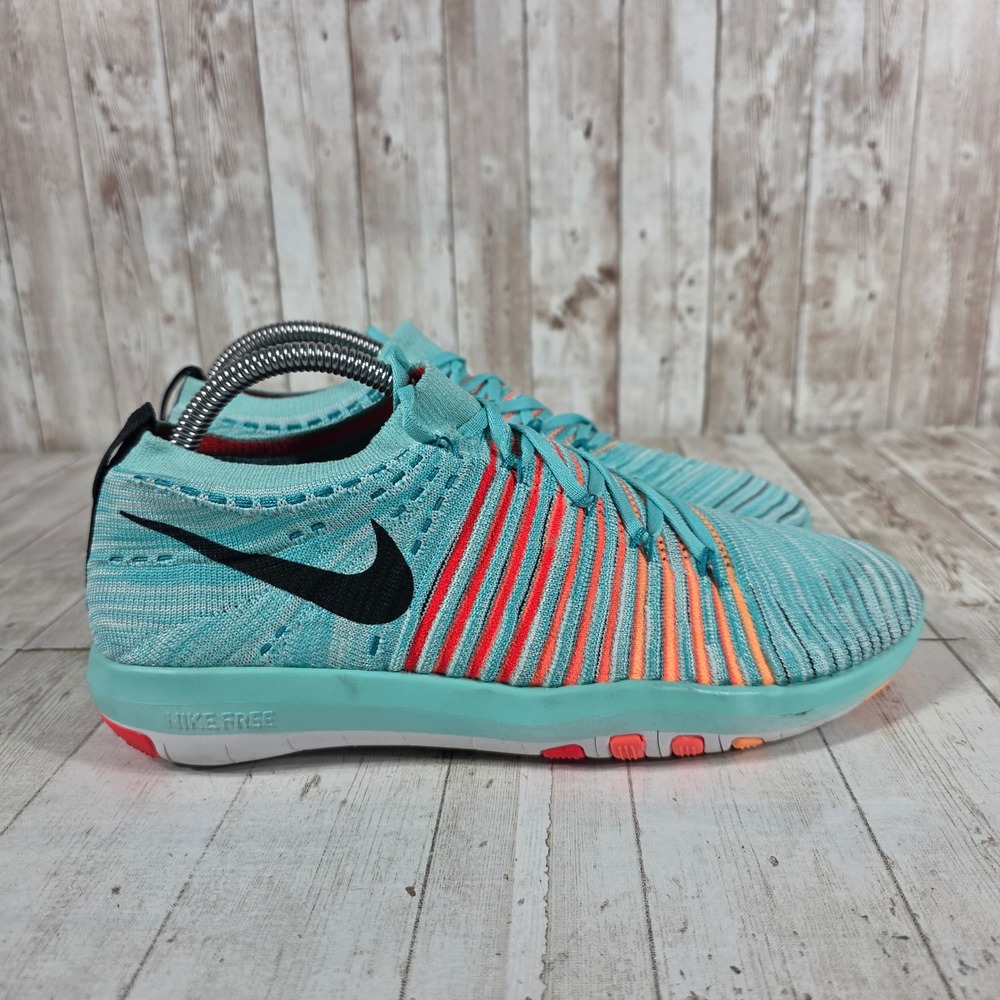 Nike Free TR Focus Flyknit Womens 9 Hyper Turquoise Mango Training 833410-300